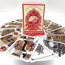 Load and play video in Gallery viewer, 1876 Andrew Dougherty No.18 Triplicate Dragon Red Playing Cards Restoration
