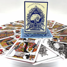 Load and play video in Gallery viewer, 1876 Andrew Dougherty No.18 Triplicate Dragon Blue Playing Cards Restoration
